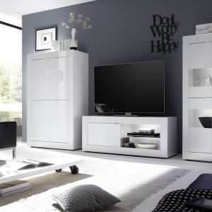 Szafka RTV biała połysk 140 cm Basic