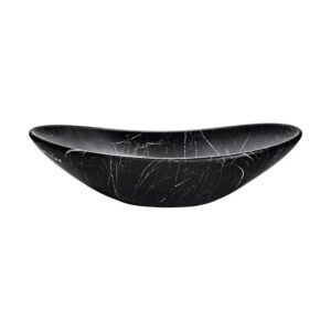 Umywalka nablatowa Lena, 61,5 cm, czarny mat, dekor naturalnego kamienia
