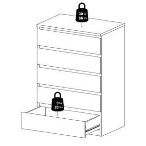 Komoda wysoka z szufladami czarna mat 77 cm Naia