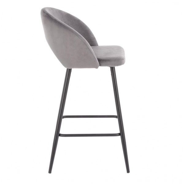 Hoker barowy H-96 89 cm szary welur nowoczesny