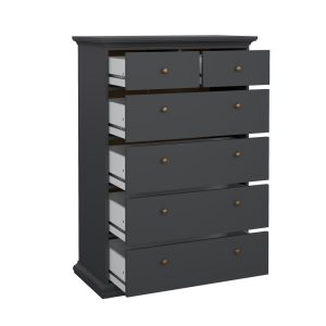 Komoda wysoka z szufladami szara mat 96 cm Paris