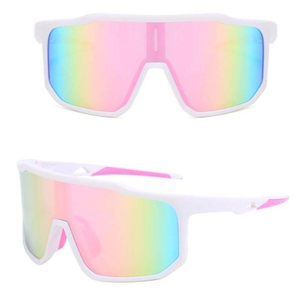 Sportowe okulary przeciwsłoneczne lustrzane STS-02D biały/róż
