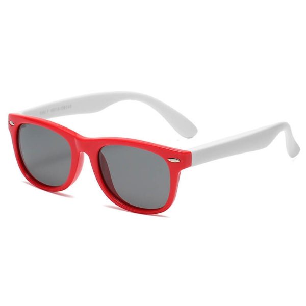 Dziecięce 5-9 lat gumowe okulary przeciwsłoneczne polaryzacyjne POL-JR-57B red/white