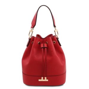 Tuscany Leather bag - skórzana torba typu BUCKET, kolor czerwony TL142146