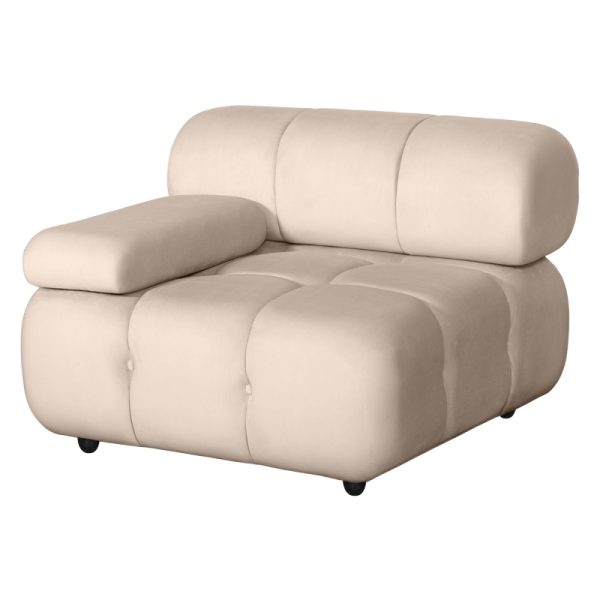 OU-1567 Moduł lewostronny Fluf Big jasnobeżowy, welurowy