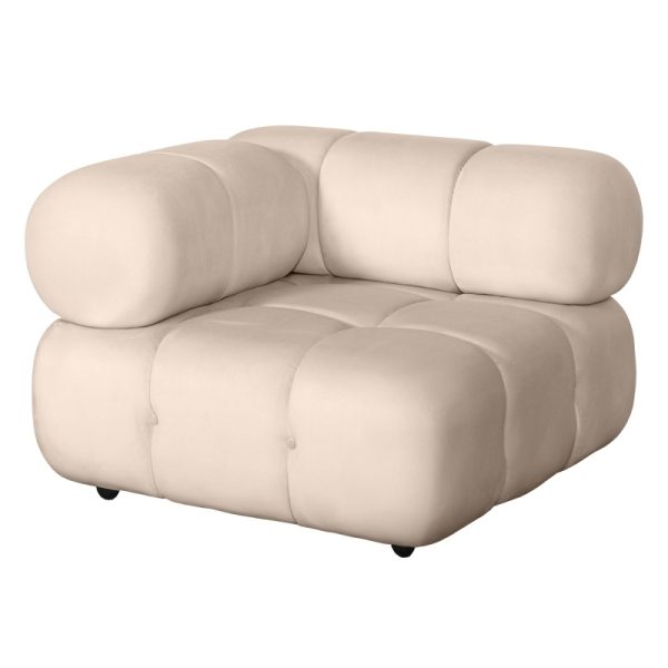 OU-1564 Moduł narożny Fluf Big jasnobeżowy, welurowy