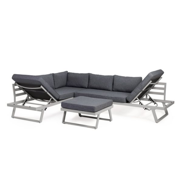 OU-1558 Narożnik ogrodowy ze stolikiem Lafoole Lunge, spun poly, jasnoszary