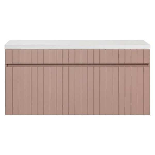 Zestaw Iconic Rose szafka pod umywalkę z blatem 100 cm, lamele, różowa/biała