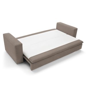 Sofa z funkcją spania i pojemnikiem Tilia, brązowa, sztruks