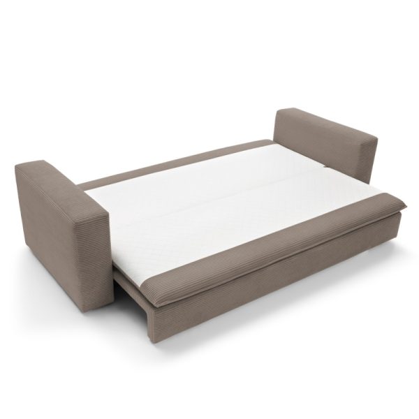 Sofa z funkcją spania i pojemnikiem Tilia, brązowa, sztruks