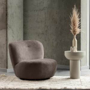 Fotel wypoczynkowy Marlie z obrotową podstawą, szarobrązowy