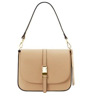 Tuscany Leather Nausica - skórzana torba na ramię , kolor szampanowy TL141598