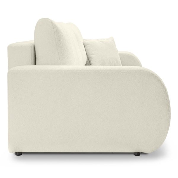 Sofa rozkładana Baloo z pojemnikiem, kremowa, boucle