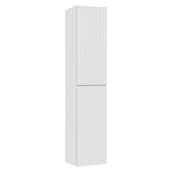 Szafka łazienkowa słupek Iconic White, biała, lamele
