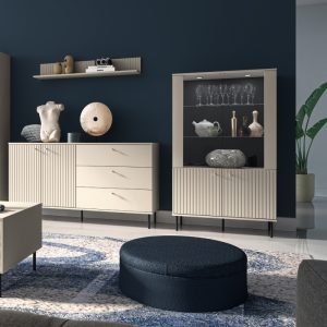 Witryna dwudrzwiowa Sophie 151 cm z oświetleniem, kaszmir, lamele