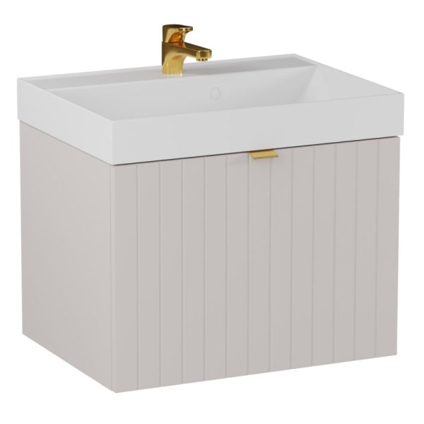 Szafka pod umywalkę Harmo 60 cm beżowa, ryflowana, lakierowana