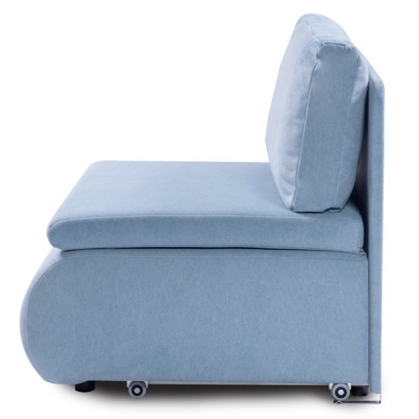 Sofa z funkcją spania i pojemnikiem Mido niebieska, welur