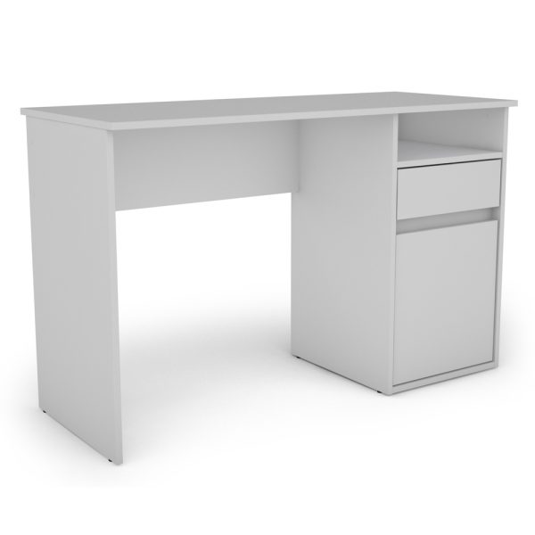 Biurko z szufladami, drzwiami białe mat 120 cm Mono
