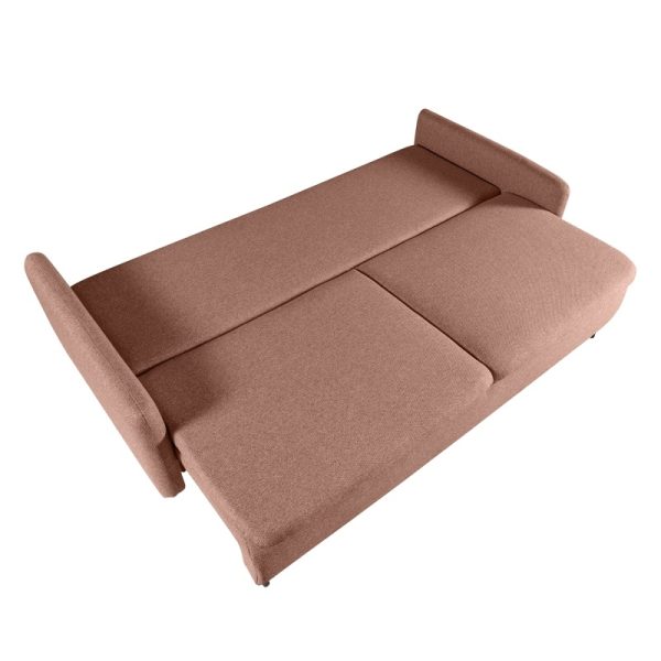 Sofa rozkładana Prasto z pojemnikiem, terakota