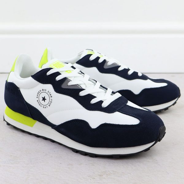 Skórzane półbuty sportowe męskie sneakersy biało-granatowe Big Star RR174408