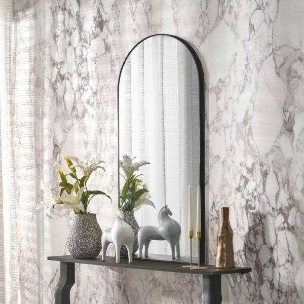 Lustro wiszące w aluminiowej ramie Curio, 120x60 cm, półowalne, czarne