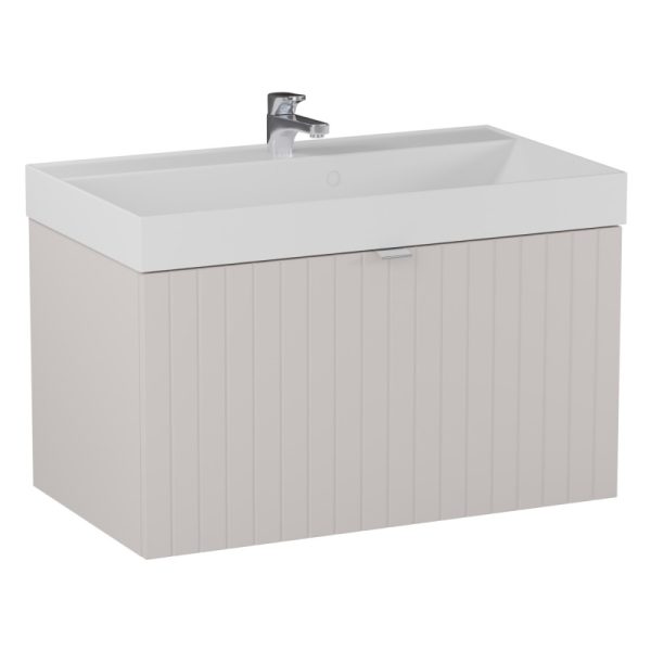 Szafka pod umywalkę Harmo 80 cm beżowa, ryflowana, lakierowana