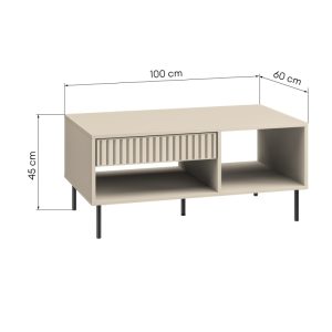 Stolik kawowy z szufladą Sophie kaszmir, lamele