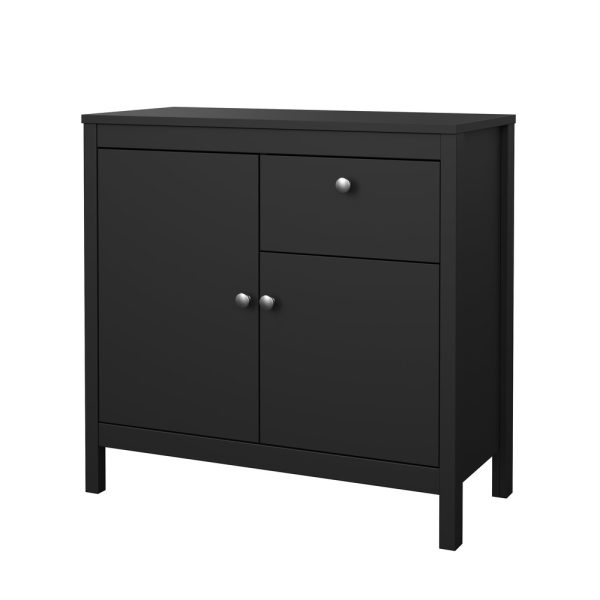 Komoda z drzwiami i szufladami czarna mat 82 cm Madrid