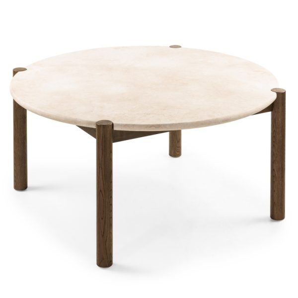 OU-1515 Stół do jadalni Bruna, 150 cm, okrągły, dąb mocha/marmur cream