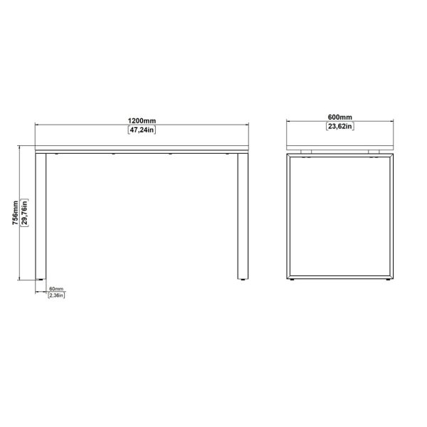 Biurko loftowe jackson hickory / szare mat 120 cm Sign