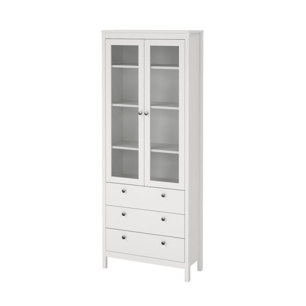 Witryna dwudrzwiowa z szufladami biała mat 78 x 199 cm Madrid