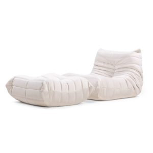 Fotel z podnóżkiem Fugi jasnobeżowy