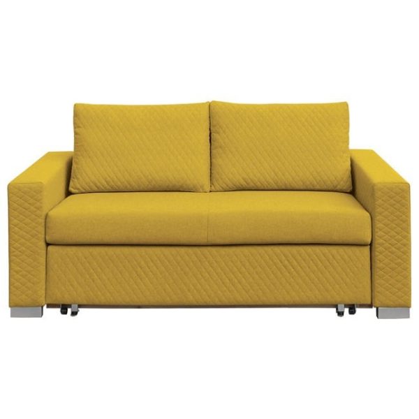 Sofa 2-osobowa tapicerowana żółta Derpik