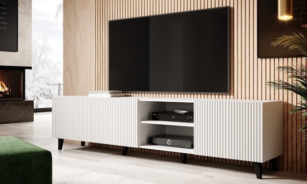 Szafka RTV biała mat 200 cm Malia