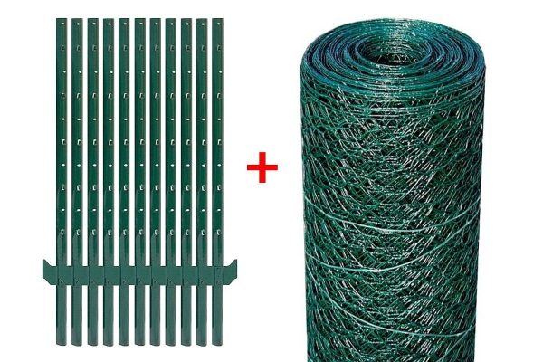 Zestaw SX 25m - siatka 25x25mm/0,50m + 11 x słupek typ U - ZIELONY