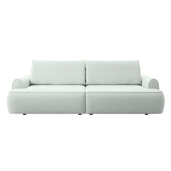 Sofa z funkcją spania i dwoma pojemnikami Onega, jasnoszara, obłe kształty
