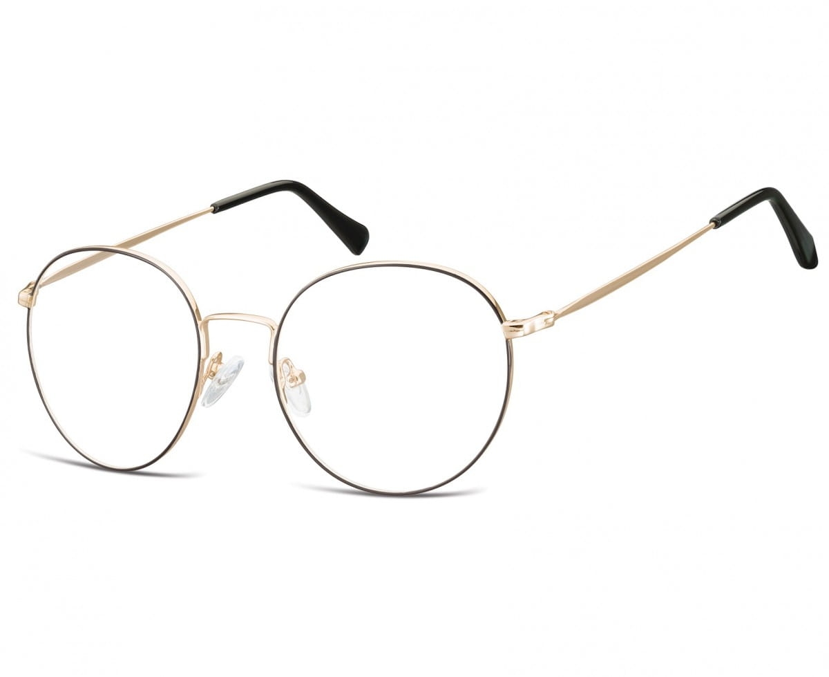 Lenonki okrągłe Okulary oprawki optyczne 915 złoto-czarne