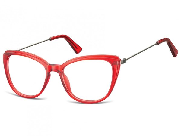 Okulary oprawki zerówki korekcyjne Kocie Oczy Sunoptic AC8F czerwone