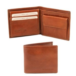 Tuscany Leather Ekskluzywny 3-krotnie składany skórzany portfel męski , kolor brązowy TL141377
