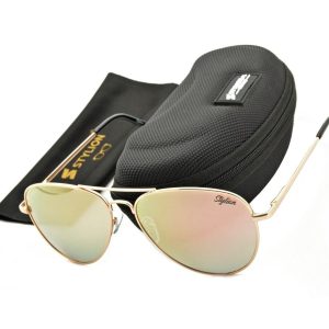 Okulary Pilotki Przeciwsłoneczne Polaryzacyjne z różową lustrzanką STL-03C13