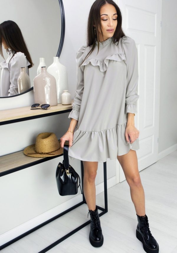 Sukienka z falbanką Oversize Umbrella Grey