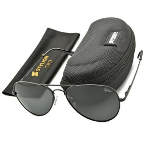 Czarne Okulary Pilotki Przeciwsłoneczne Polaryzacyjne Stylion STL-03C1