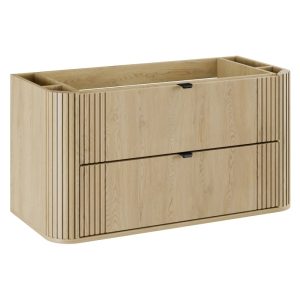 Szafka pod umywalkę Ovalia 100 cm, ryflowana, zaokrąglona, Dąb Cremona