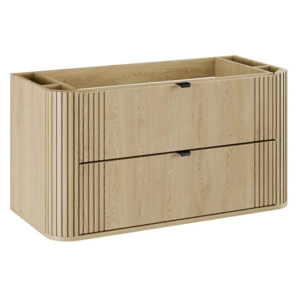 Szafka pod umywalkę Ovalia 100 cm, ryflowana, zaokrąglona, Dąb Cremona