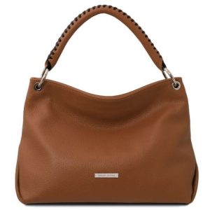 Tuscany Leather bag - skórzana torebka z miękkiej skóry, kolor cognac TL142087