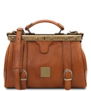 Tuscany Leather Monalisa - Gladstone skórzany kuferek lekarski z paskami , kolor natural TL10034