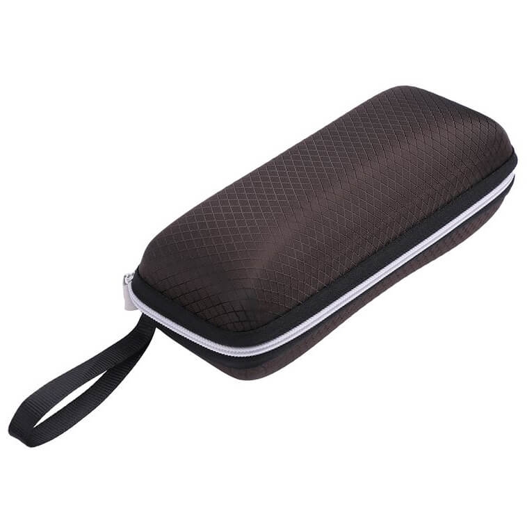 Brązowe Etui okularowe futerał na zamek z uchwytem ETC-97B