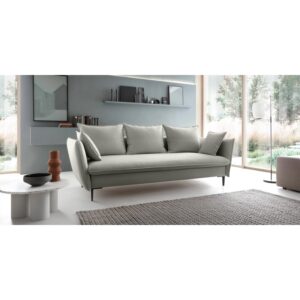 Sofa rozkładana Gloss z pojemnikiem, szara, welur