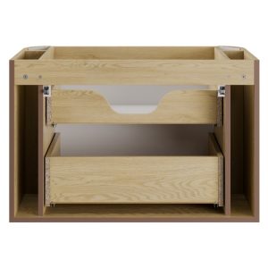 Zestaw mebli łazienkowych z umywalką Ovalia 80 cm, ryflowany, zaokrąglony, Dąb Cremona