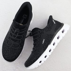 Półbuty sportowe damskie w panterkę czarne Rieker M6066-01